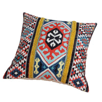 24 x 24 Square Cotton Accent Throw Pillow, Soft Kilim Print, Set of 2, Multicolor By The Urban Port