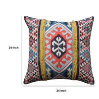 24 x 24 Square Cotton Accent Throw Pillow, Soft Kilim Print, Set of 2, Multicolor By The Urban Port