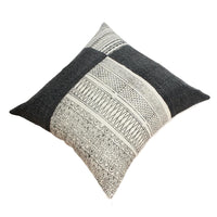 Dae 24 x 24 Square Handwoven Accent Throw Pillow, Cotton Dhurrie, Classic Kilim Pattern, Set of 2, Gray, Off White By The Urban Port