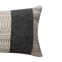 12 x 20 Rectangular Soft Cotton Dhurrie Accent Lumbar Throw Pillow, Kilim Pattern, Set of 2, Gray, White By The Urban Port