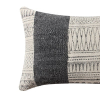 12 x 20 Rectangular Soft Cotton Dhurrie Accent Lumbar Throw Pillow, Kilim Pattern, Set of 2, Gray, White By The Urban Port