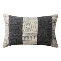 12 x 20 Rectangular Soft Cotton Dhurrie Accent Lumbar Throw Pillow, Kilim Pattern, Set of 2, Gray, White By The Urban Port