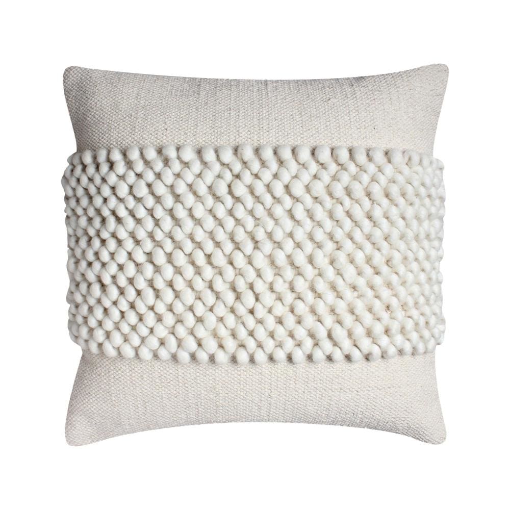 20 x 20 Square Cotton Accent Throw Pillow, Textured Dotted Fabric Details, Set of 2, White By The Urban Port