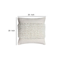 20 x 20 Square Cotton Accent Throw Pillow, Textured Dotted Fabric Details, Set of 2, White By The Urban Port