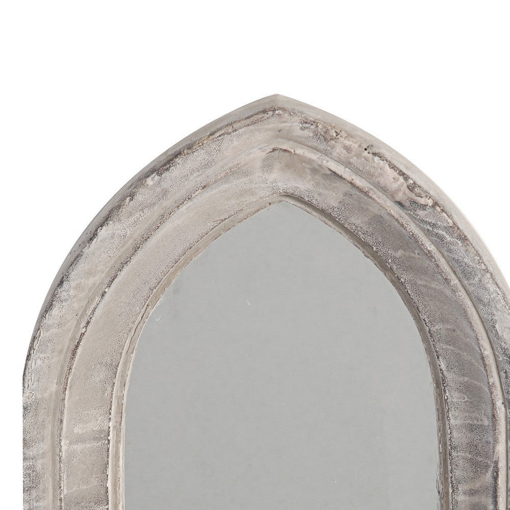 Cement Protected Decorative Wall Mirror, Washed White - BM200637