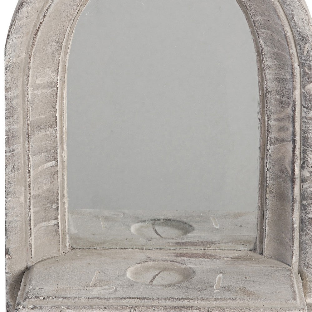 Cement Protected Decorative Wall Mirror, Washed White - BM200637