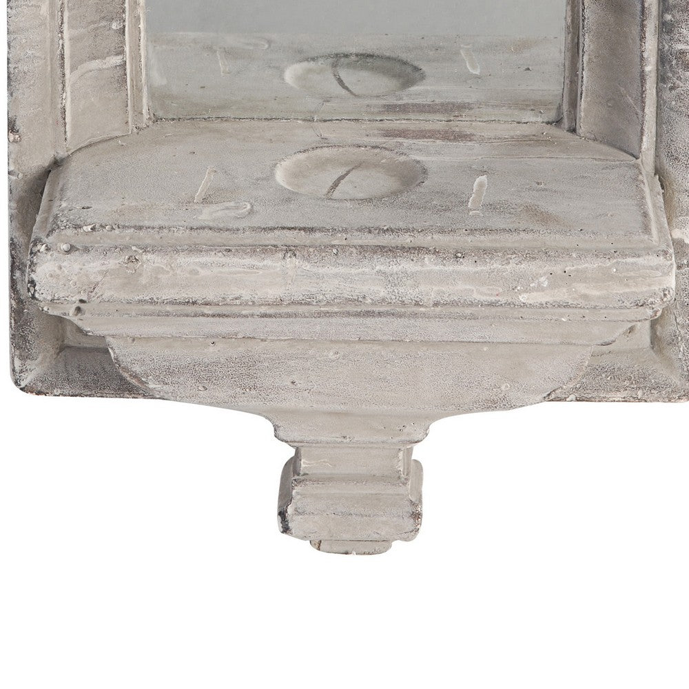 Cement Protected Decorative Wall Mirror, Washed White - BM200637