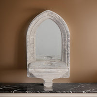 Cement Protected Decorative Wall Mirror, Washed White - BM200637