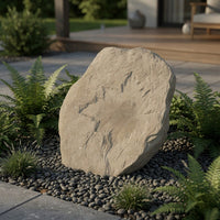 Concrete Fossil Accent Stone with Maple Leaf Imprint, White - BM200857