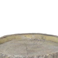 Decorative Round Shape Cemented Log Plate, Gray - BM200904