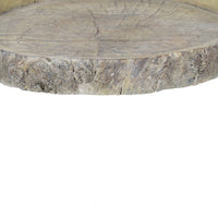 Decorative Round Shape Cemented Log Plate, Gray - BM200904