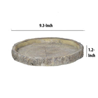 Decorative Round Shape Cemented Log Plate, Gray - BM200904