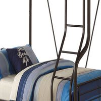Metal Twin over Full Size Bunk Bed with Guardrail and Ladder, Gray - AMF-37610