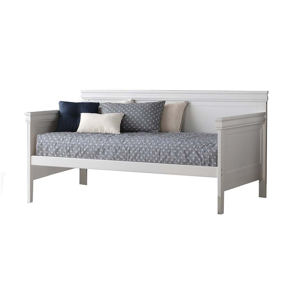 Piya Transitional Wooden Day Bed with Beveled Edges, White - AMF-39100
