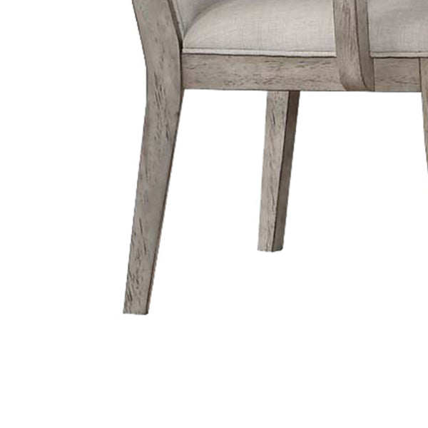Wooden Arm Chairs with Fabric Padded Seat and High Backrest, Gray, Set of Two - BM202031