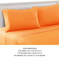 Bezons 4 Piece Queen Size Microfiber Sheet Set , Orange - BM202202