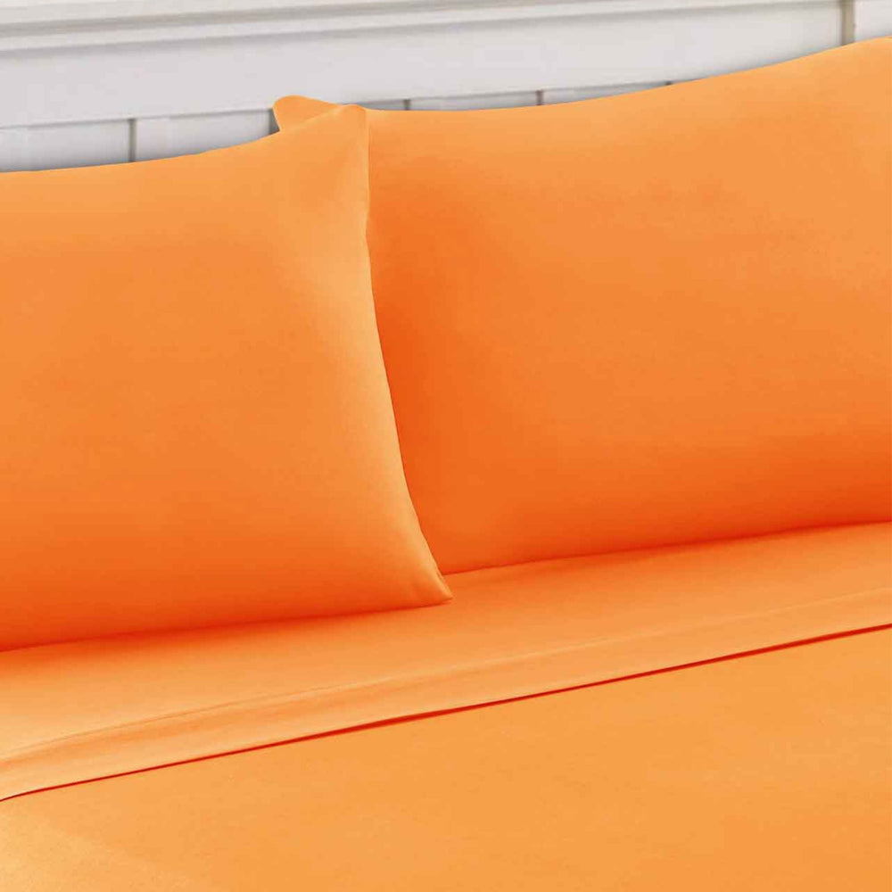 Bezons 4 Piece Queen Size Microfiber Sheet Set , Orange - BM202202