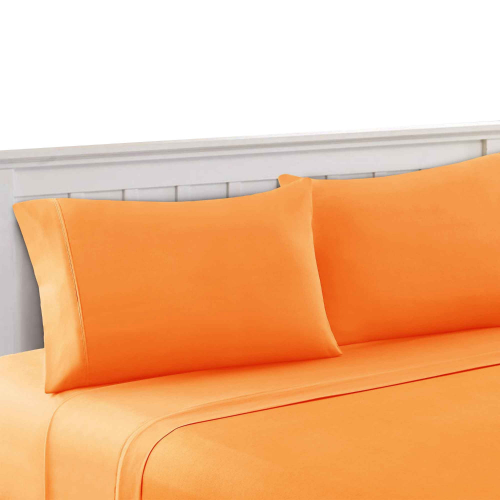 Bezons 4 Piece Queen Size Microfiber Sheet Set , Orange - BM202202