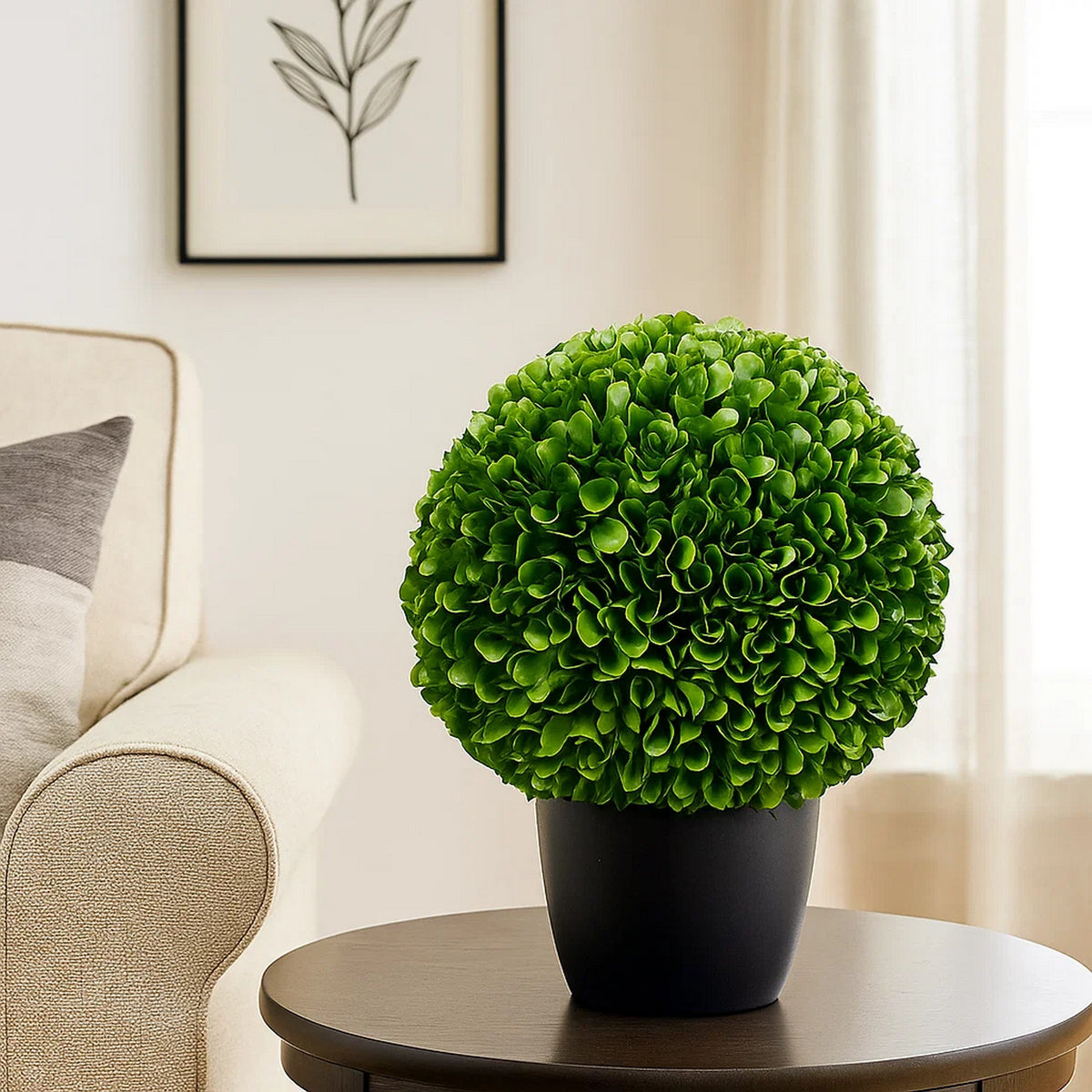 Faux Boxwood Plastic Topiary Ball for Decoration, Green - BM202280