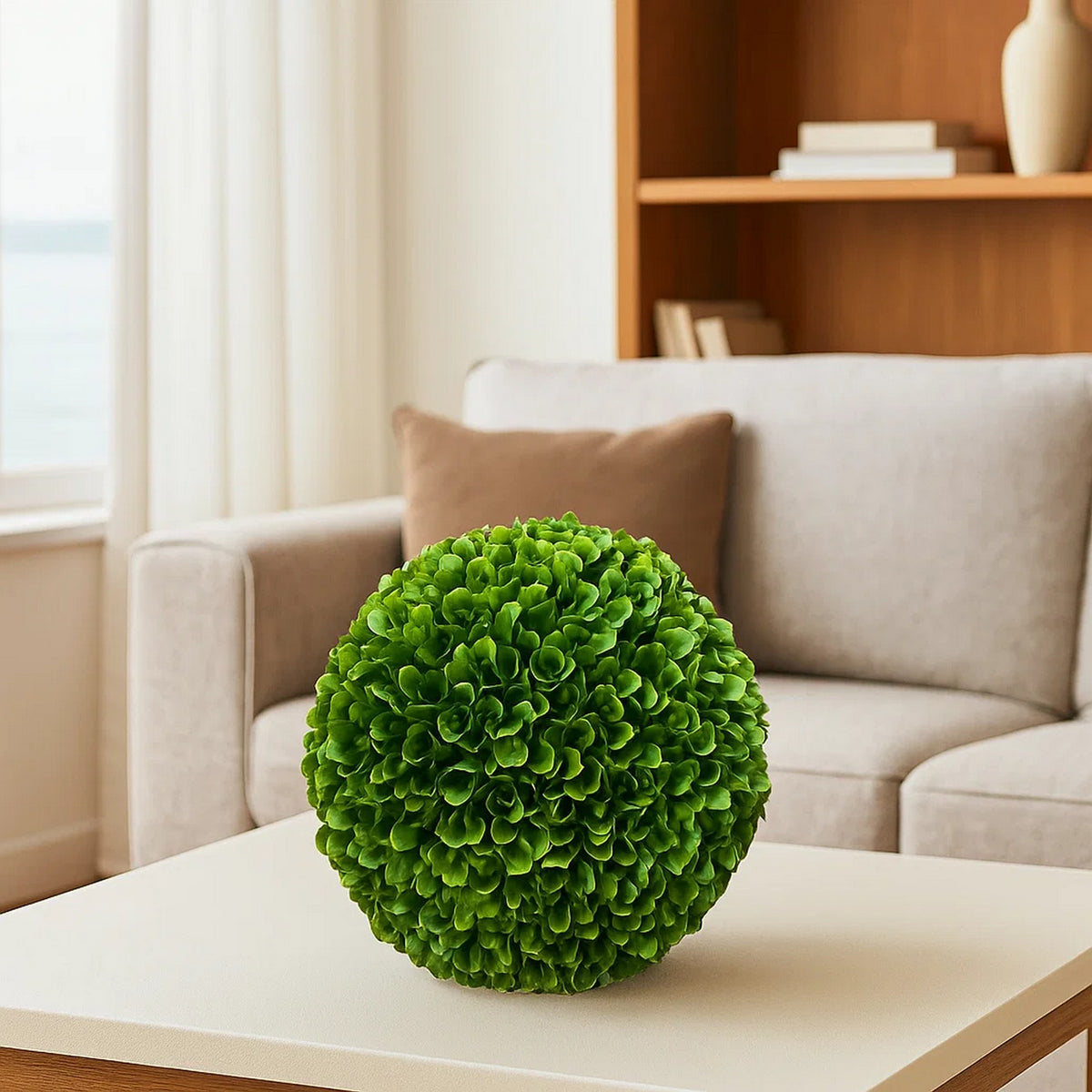 Faux Boxwood Plastic Topiary Ball for Decoration, Green - BM202280