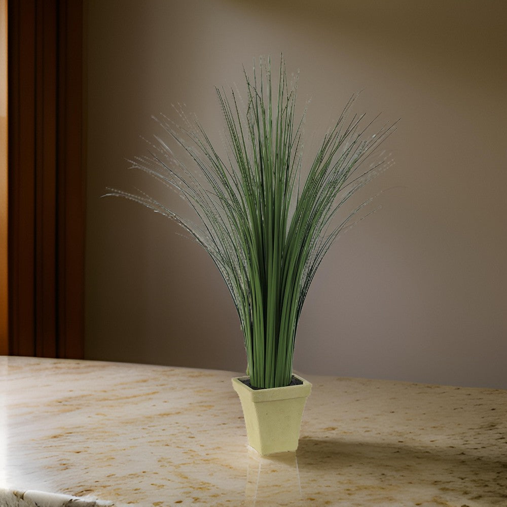 Decorative Polyester Real Like Grass with Ornamental Pot, Green - BM202282