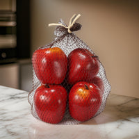 Decorative 6 Piece Artificial Apple in Plastic Net Bag, Red - BM202284