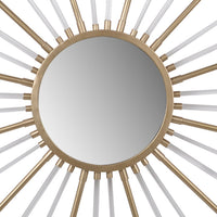 Iron Mirror with Sparkled Sunburst Design, Large, White and Gold - BM202286