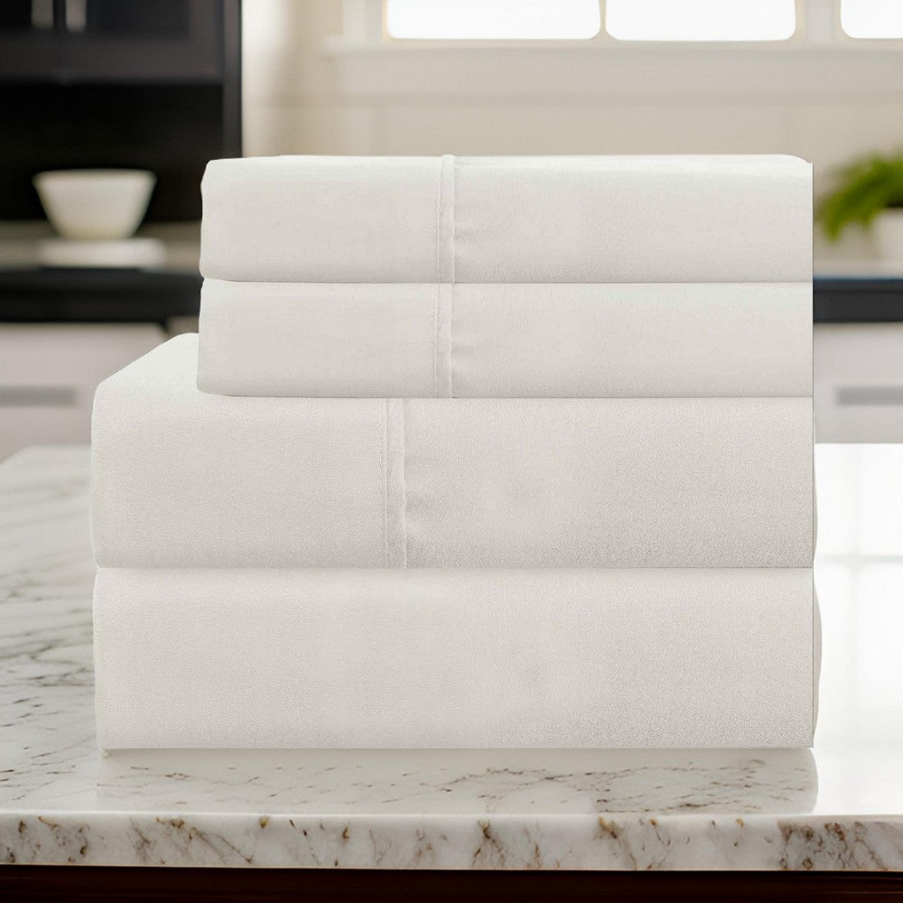 Lanester 4 Piece Deep Pocket Full Size Microfiber Sheet Set , White - BM202320