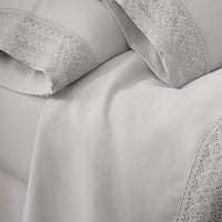 Udine 4 Piece Full Size Microfiber Sheet Set with Crochet Lace , Gray - BM202366