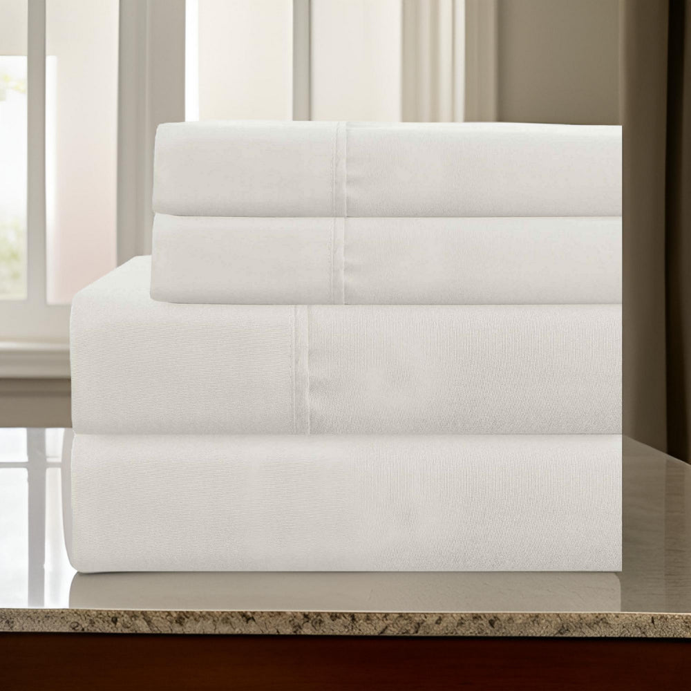 Lanester 4 Piece Deep Pocket Microfiber King Size Sheet Set , White - BM202419