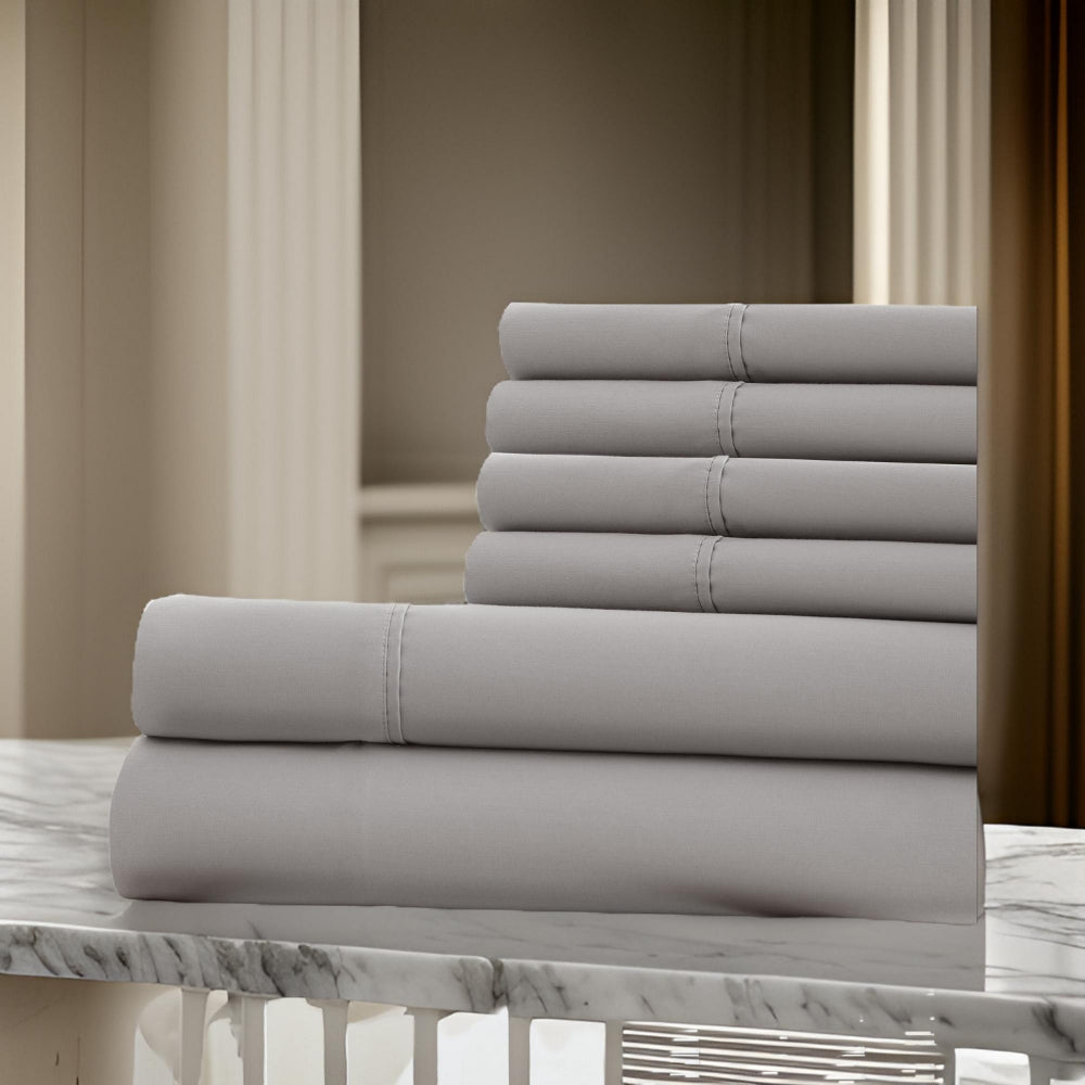 Forli 6 Piece Microfiber Full Sheet Set with Nano Technology , Gray - BM203072