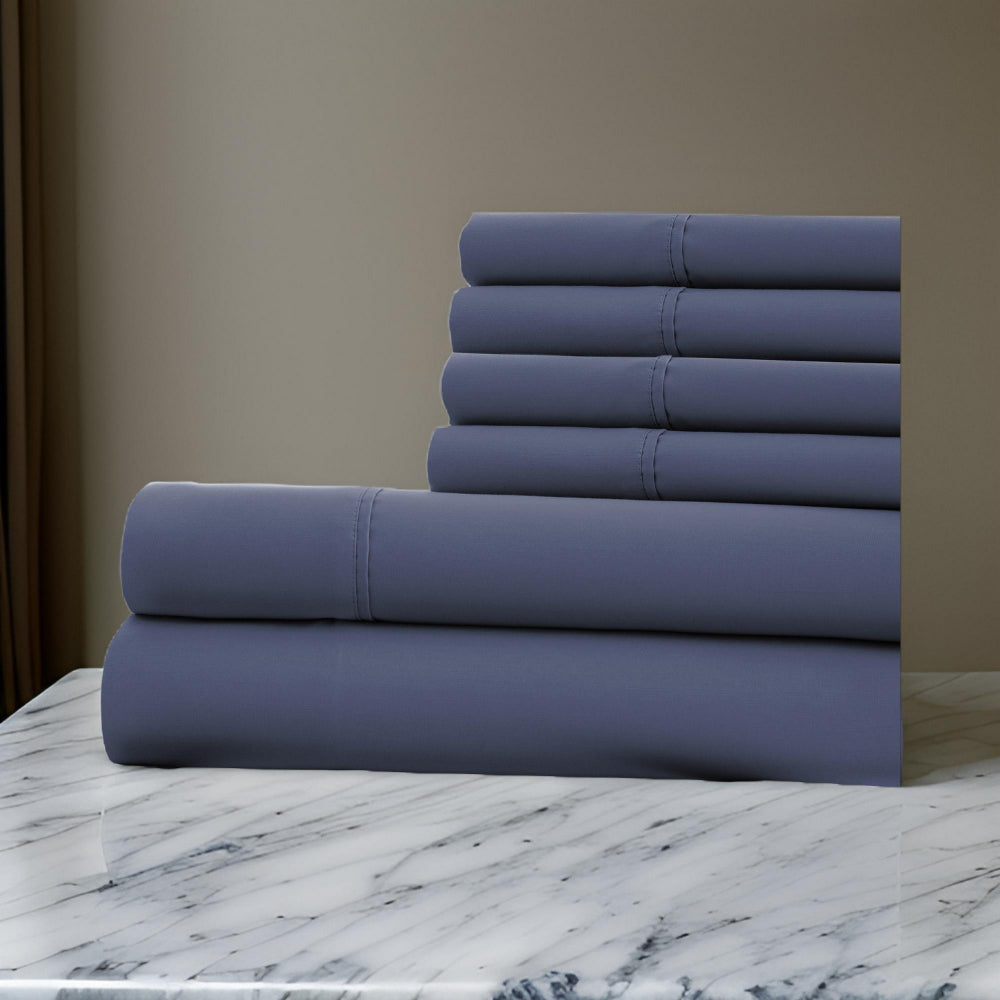 Forli 6 Piece Microfiber King Sheet Set with Nano Technology , Blue - BM203111