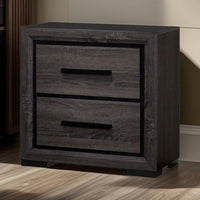 Wooden Nightstand with 2 Drawers and Finger Pull Handle,Gray and Black - BM203137