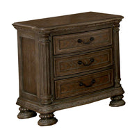 Wooden Nightstand with 3 Drawers and Intricate Carving Details, Brown - BM203243