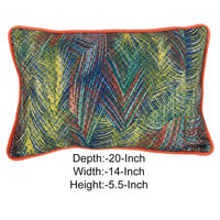 20 X 14 Inch Fabric Pillow with Abstract Art Details, Multicolor By Casagear Home