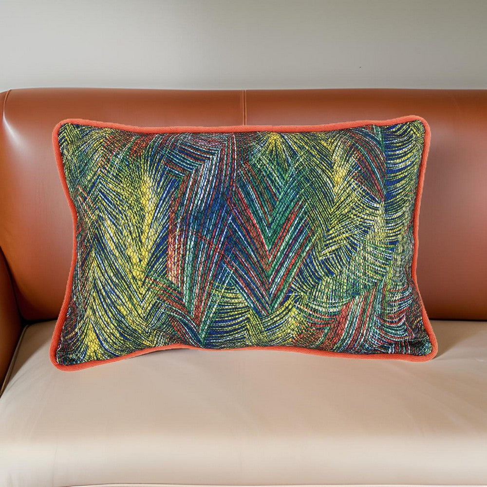 20 X 14 Inch Fabric Pillow with Abstract Art Details, Multicolor - BM203508