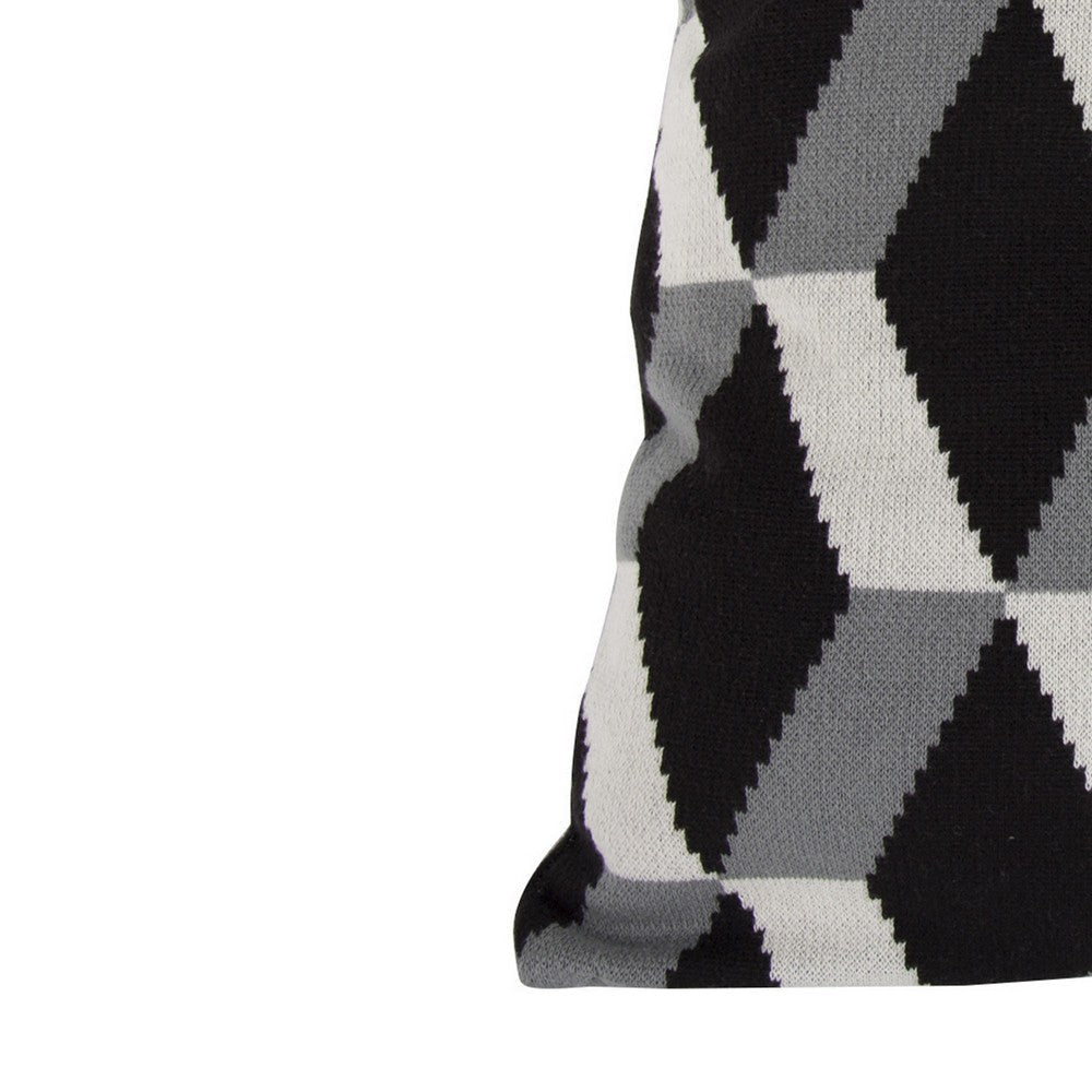 20 x 20 Inch Cashmere Pillow with Zig Zag Pattern, Set of 2, Black and Gray - BM203517 By Casagear Home