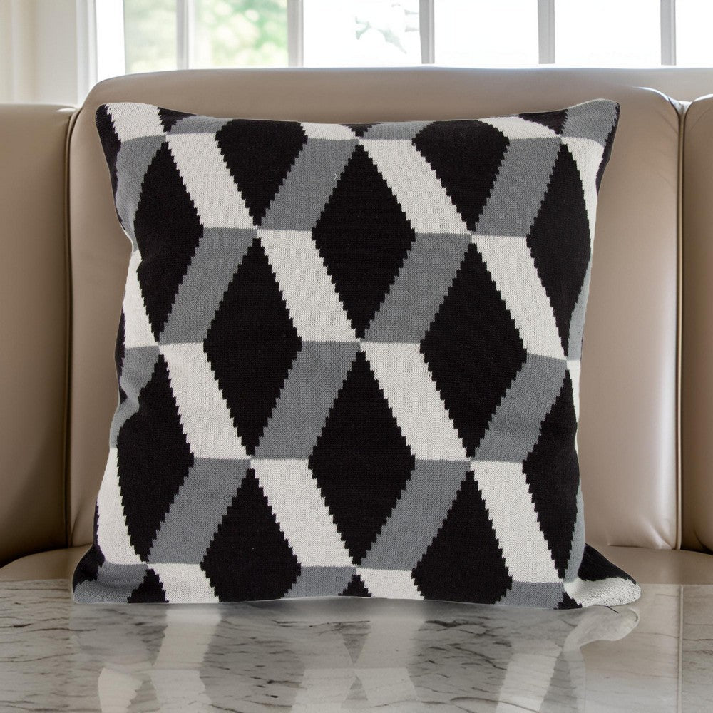 20 x 20 Inch Cashmere Pillow with Zig Zag Pattern, Set of 2, Black and Gray - BM203517 By Casagear Home