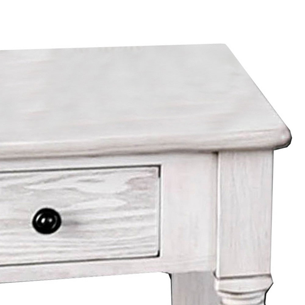 Transitional Style Wooden End Table with 1 Drawer Storage, White - BM203937