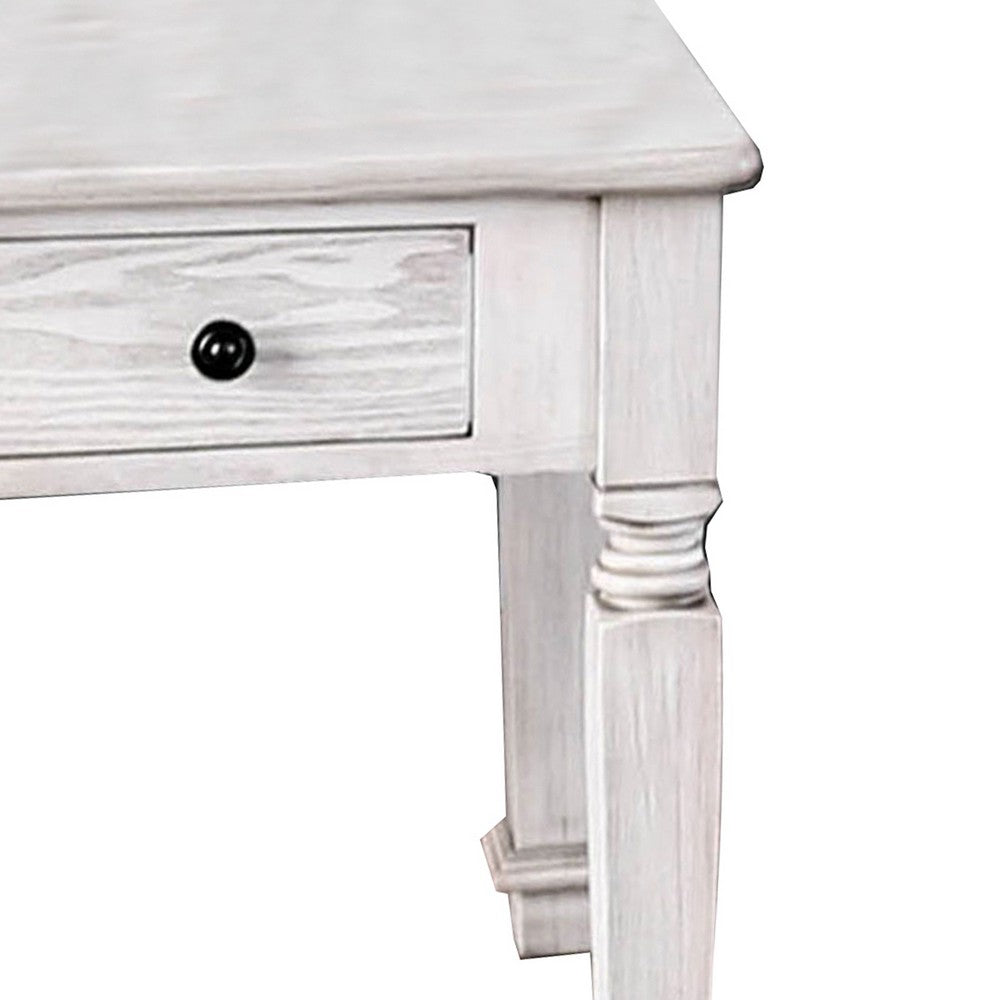 Transitional Style Wooden End Table with 1 Drawer Storage, White - BM203937