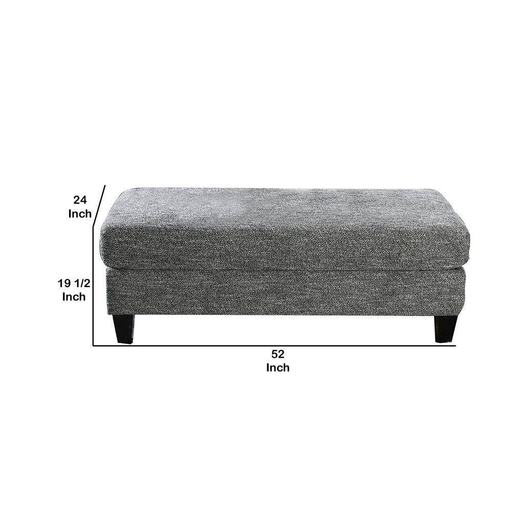 Fabric Upholstered Wooden Ottoman with Tapered Legs, Gray - BM203949