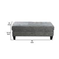 Fabric Upholstered Wooden Ottoman with Tapered Legs, Gray - BM203949