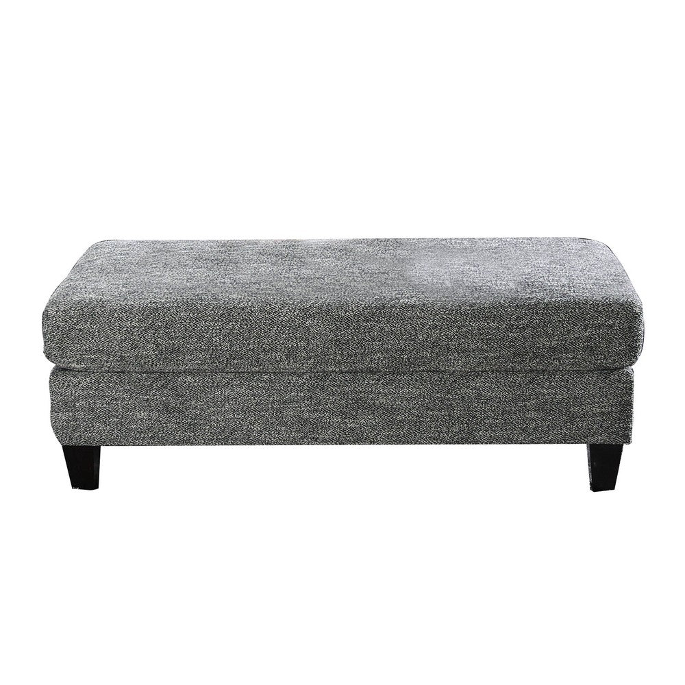 Fabric Upholstered Wooden Ottoman with Tapered Legs, Gray - BM203949