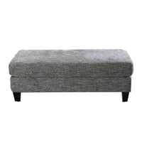 Fabric Upholstered Wooden Ottoman with Tapered Legs, Gray - BM203949