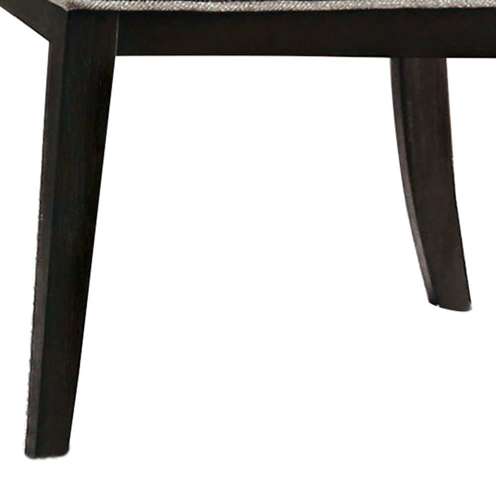 Fabric Upholstered Wooden Side Chair, Set of 2, Beige and Brown - BM203987