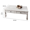 Transitional Wooden Coffee Table With Turned Legs and 2 Drawers, White - BM204002