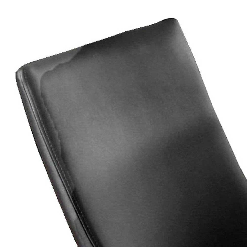 Metal Side Chair with Curved Backrest, Set of 2, Black and Silver - BM204030