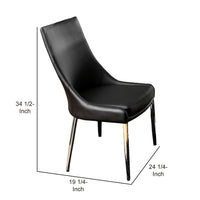 Metal Side Chair with Curved Backrest, Set of 2, Black and Silver - BM204030