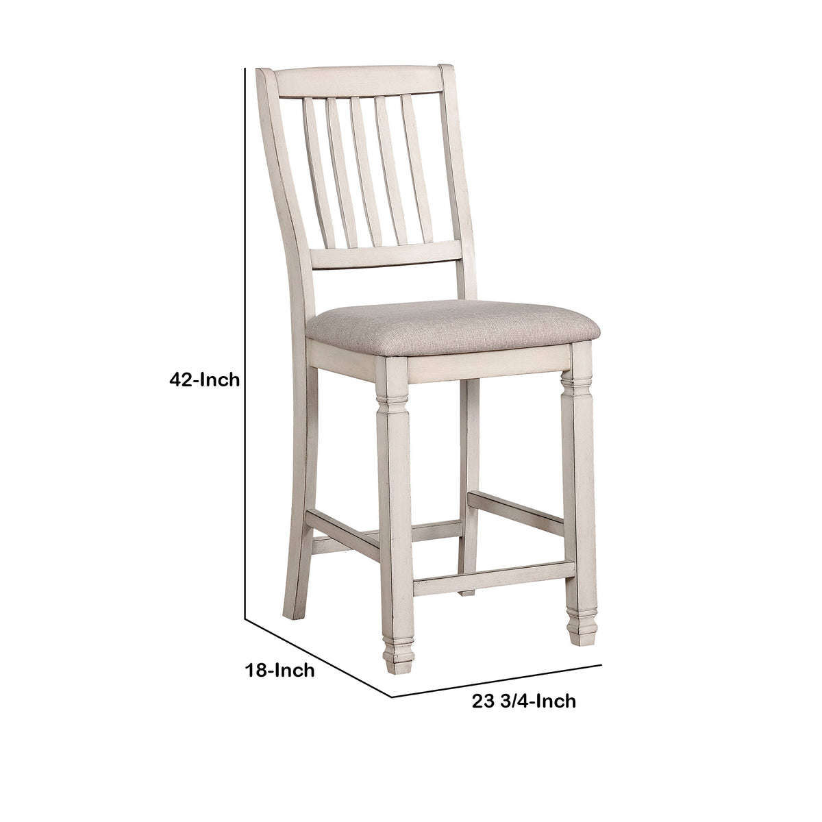 Wooden Counter Height Dining Chairs, Set of 2, Beige and White - BM204040