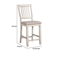 Wooden Counter Height Dining Chairs, Set of 2, Beige and White - BM204040